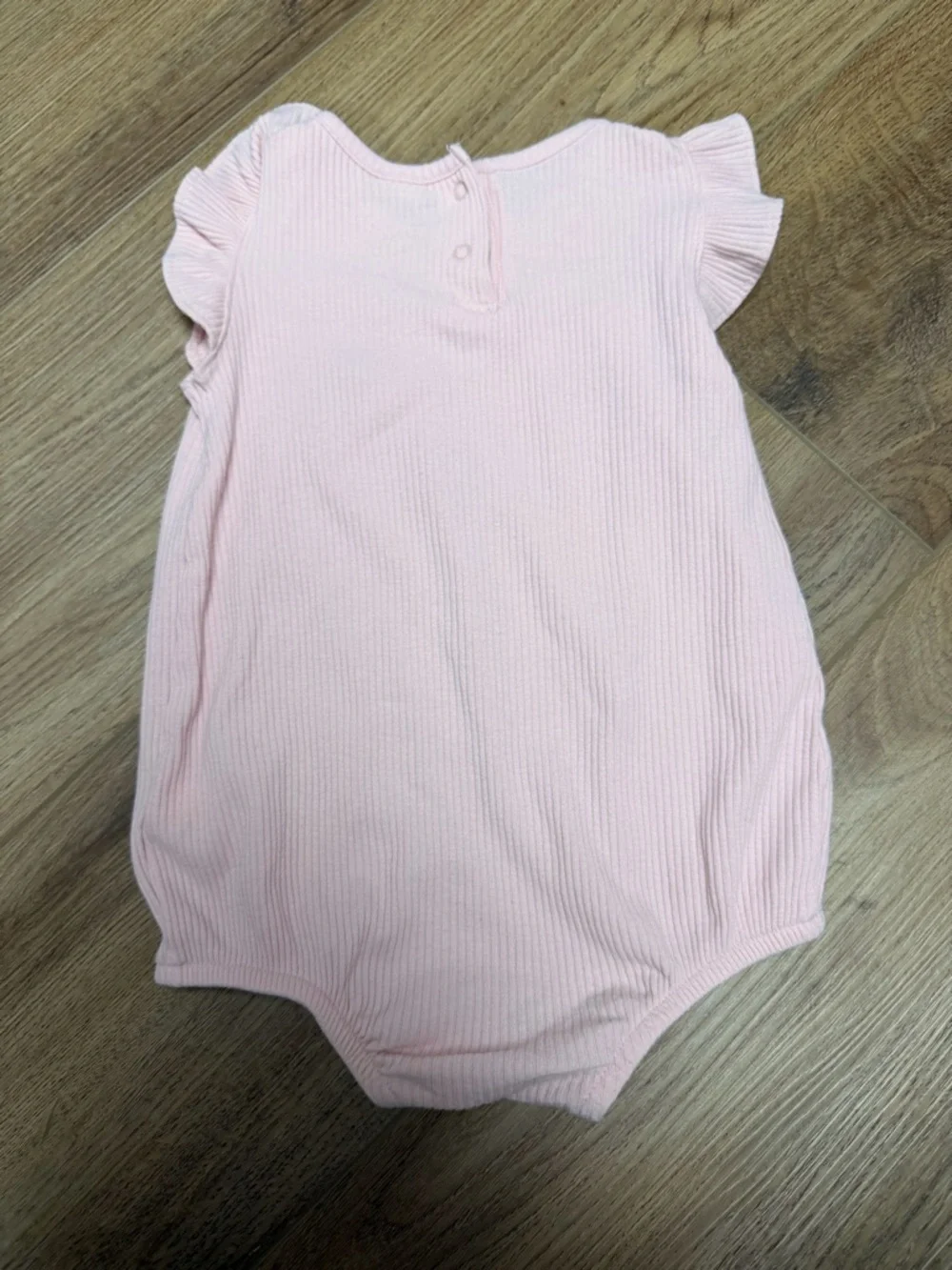 Old Navy Baby Girl Pink Ribbed Bubble Romper 12-18M Flutter Sleeve Summer Outfit